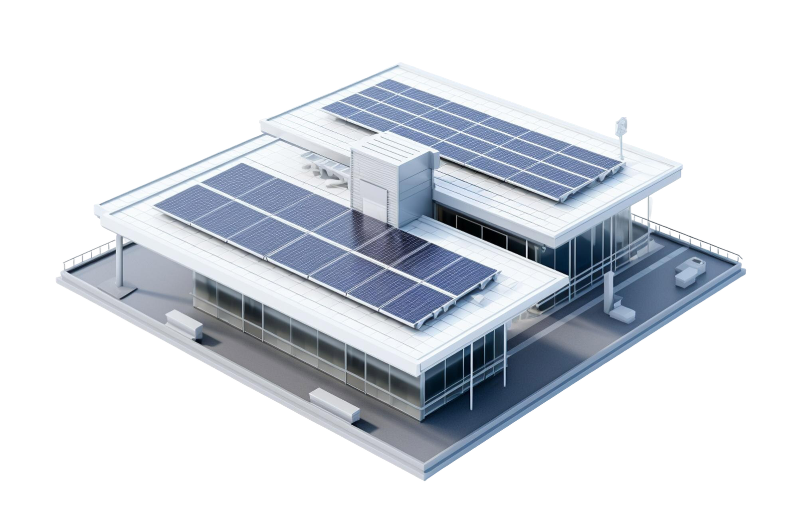 Solarne Elektrane za Industriju close up building with solar panel roof generative ai